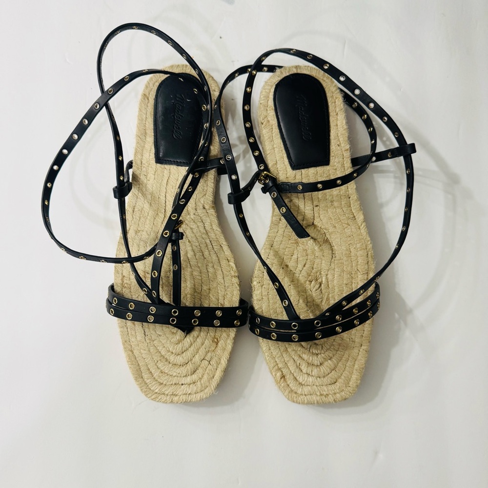 MADEWELL The Mira Espadrille Thong Sandal True Black Size 10 - Picture 6 of 14